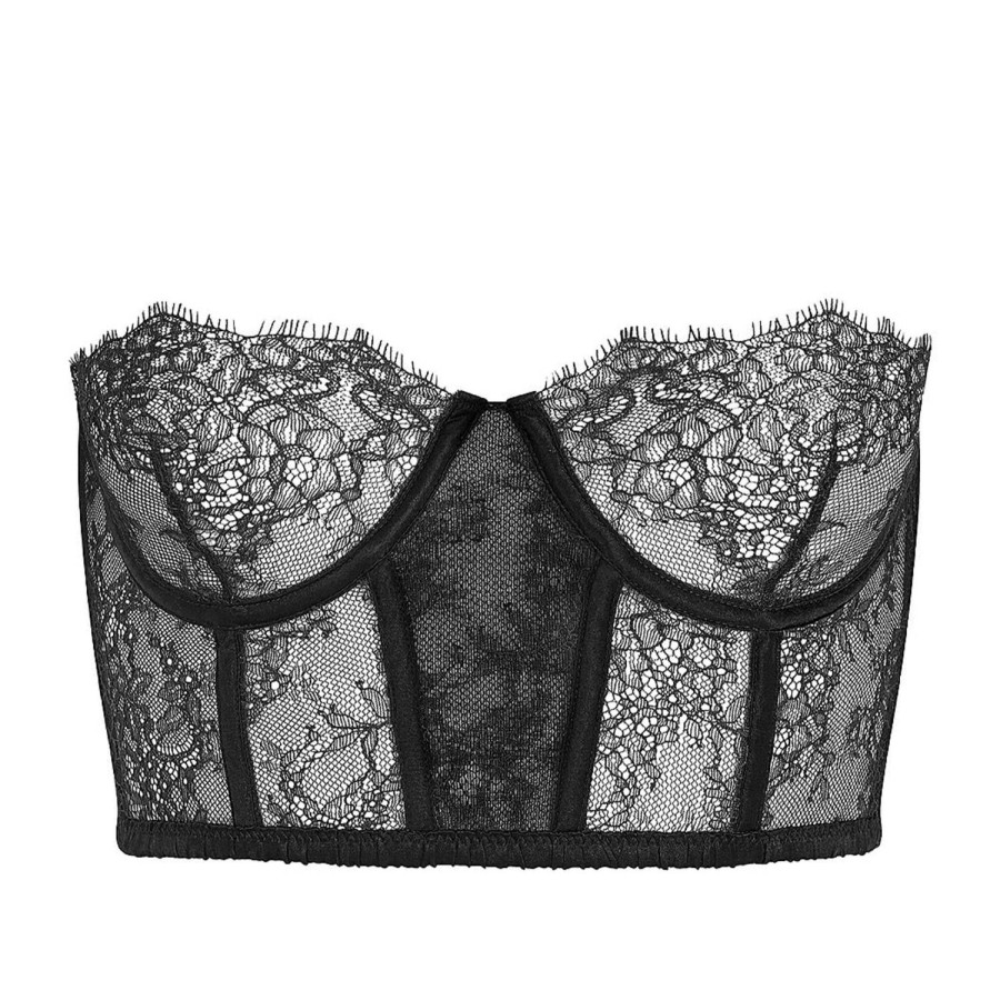 Soutiens-Gorge Maison Close | Soutien-Gorge Bustier En Soie Et Dentelle Noir