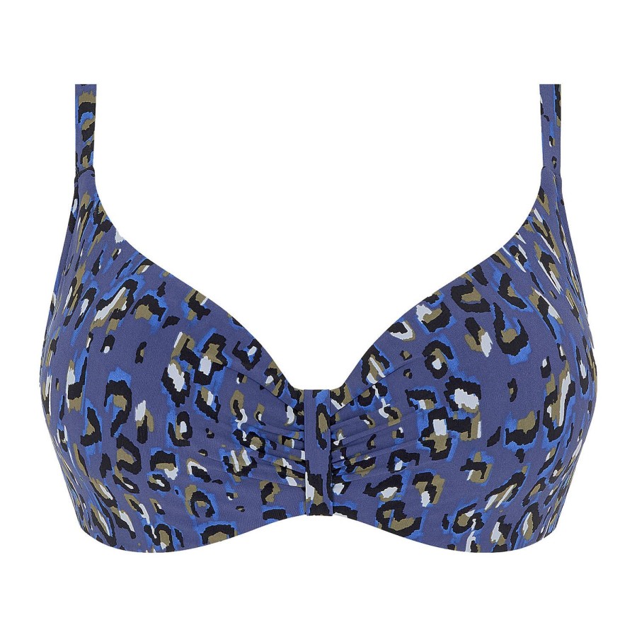 Maillots De Bain Chantelle Emboitant | Haut De Maillot De Bain Emboitant Leopard Bleu