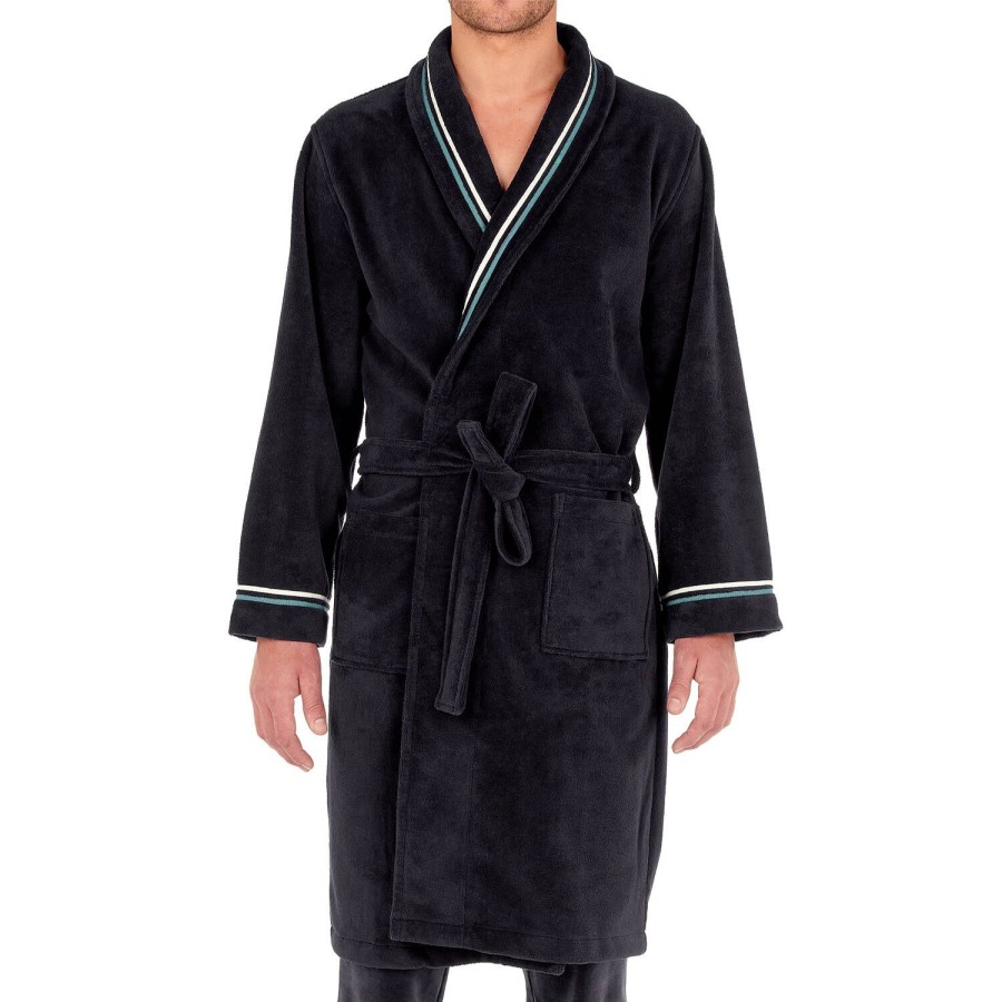 Homme HOM Peignoir & Robe De Chambre Homme | Peignoir Homme En Coton Navy