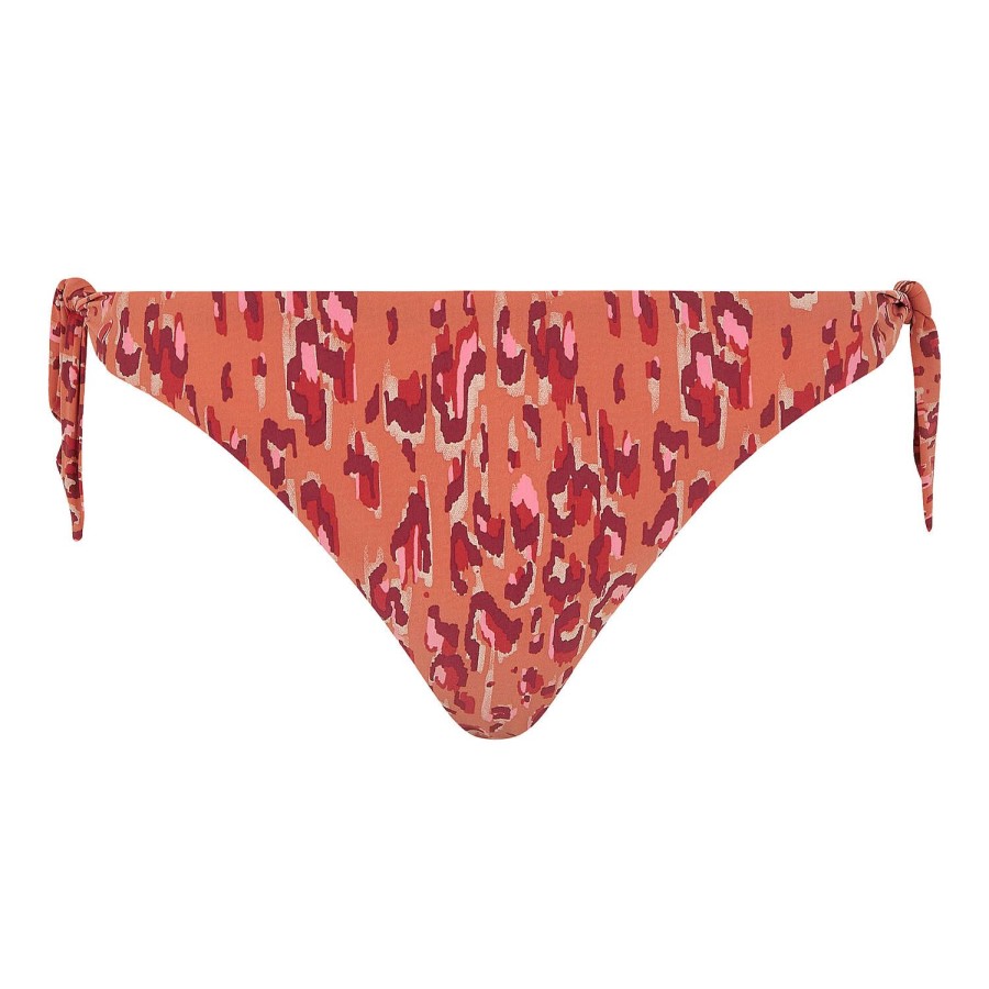 Maillots De Bain Chantelle Bresilien / Tanga | Bas De Maillot De Bain Slip Lacets Leopard Orange