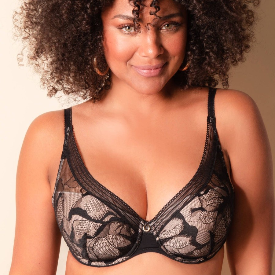 Soutiens-Gorge Chantelle | Soutien-Gorge Spacer Decollete Plongeant En Dentelle Noir