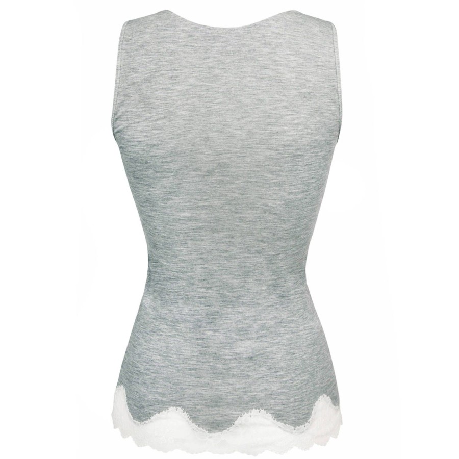 Lingerie De Nuit Antigel | Top Sans Manches Chine Gris