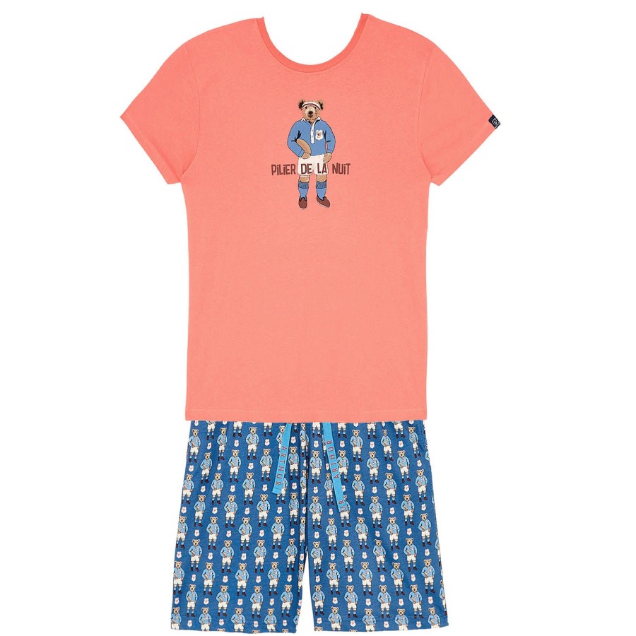 Homme Arthur Pyjama Homme | Pyjama Short Homme En Coton Bleu