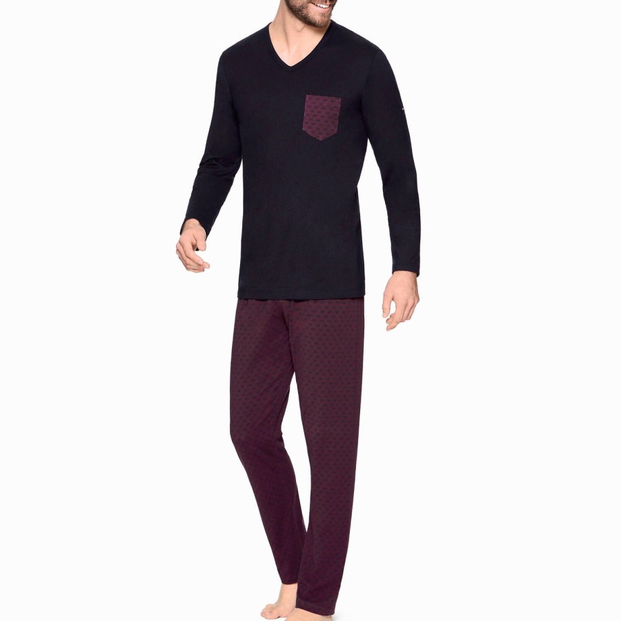 Homme Eden Park Pyjama Homme | Pyjama Homme En Coton Bordeaux