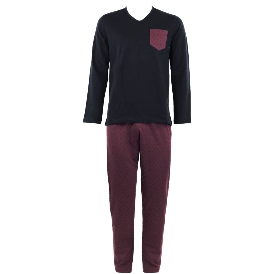 Homme Eden Park Pyjama Homme | Pyjama Homme En Coton Bordeaux