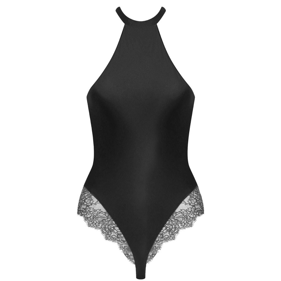 Lingerie Maison Close | Body String Encolure Americaine En Soie Noir