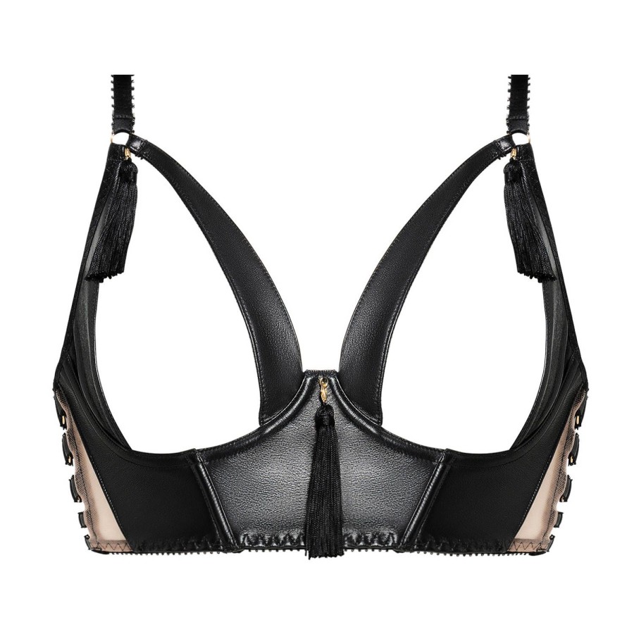 Soutiens-Gorge Edge o' Beyond | Soutien-Gorge Ouvert Bustier En Cuir Noir