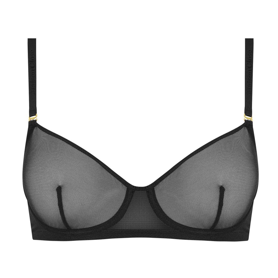 Soutiens-Gorge Maison Close | Soutien-Gorge Balconnet Avec Bretelles Amovibles Noir Dore