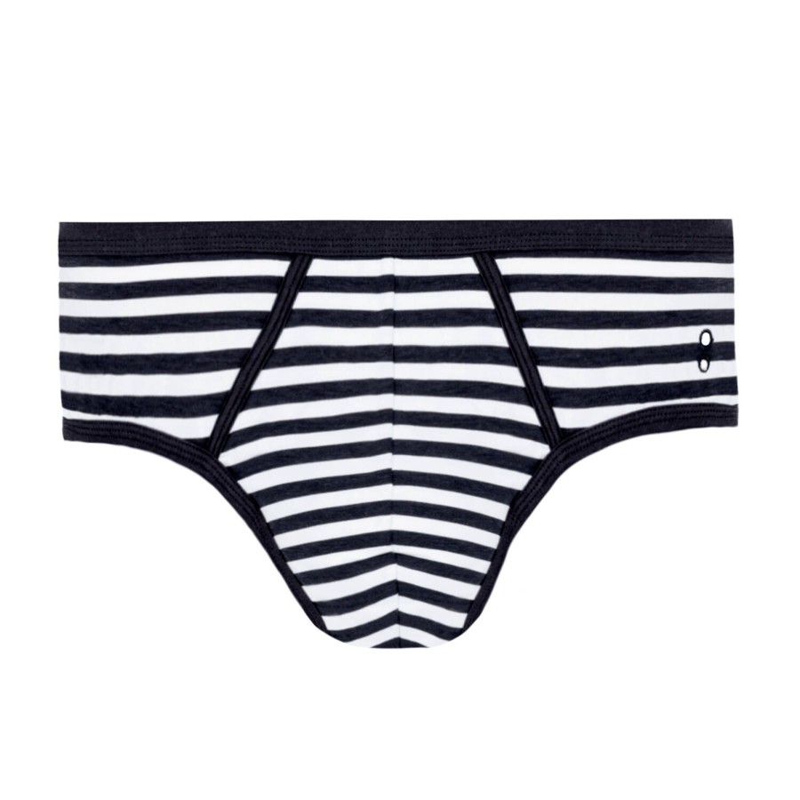 Homme Ron Dorff Slip Homme | Slip Homme En Coton Navy/White