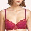 Soutiens-Gorge Andres Sarda | Soutien-Gorge Push-Up En Dentelle Et Soie Bourgogne