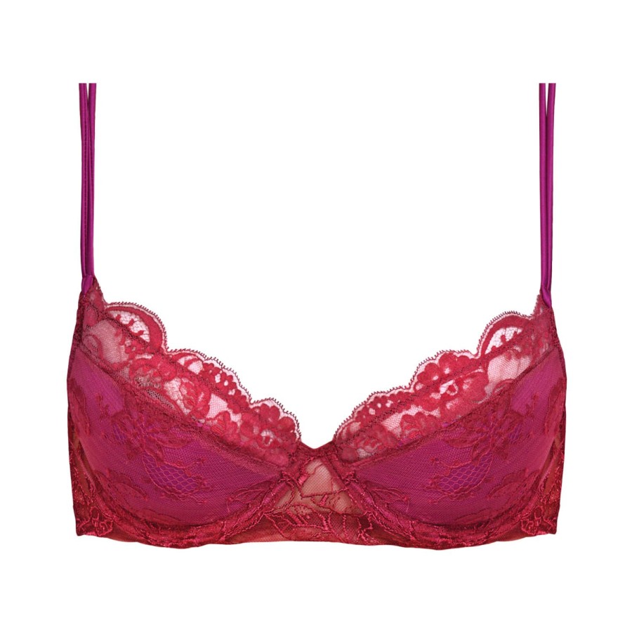 Soutiens-Gorge Andres Sarda | Soutien-Gorge Push-Up En Dentelle Et Soie Bourgogne